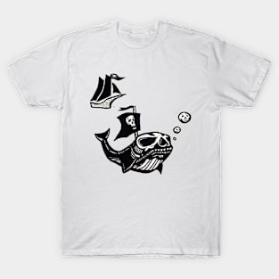 Whale, ship, jmsart T-Shirt